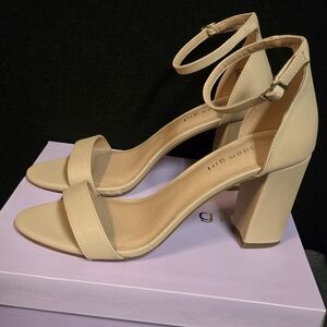 Elegant Madden Girl BEELLA Beige Ankle Strap Heels